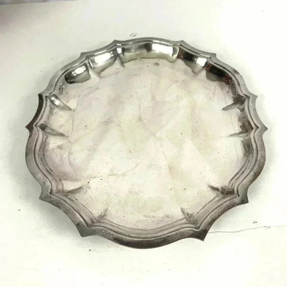 VTG Chippendale Silver Plated Trinket Dish 11" X 9" Scalloped Edges Platter - Picture 7 of 12